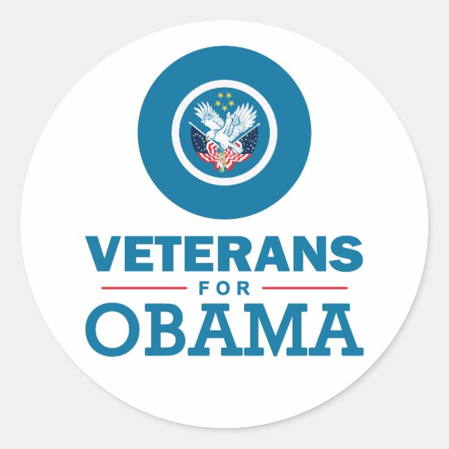 Veterans for Obama Classic Round Sticker (Front)
