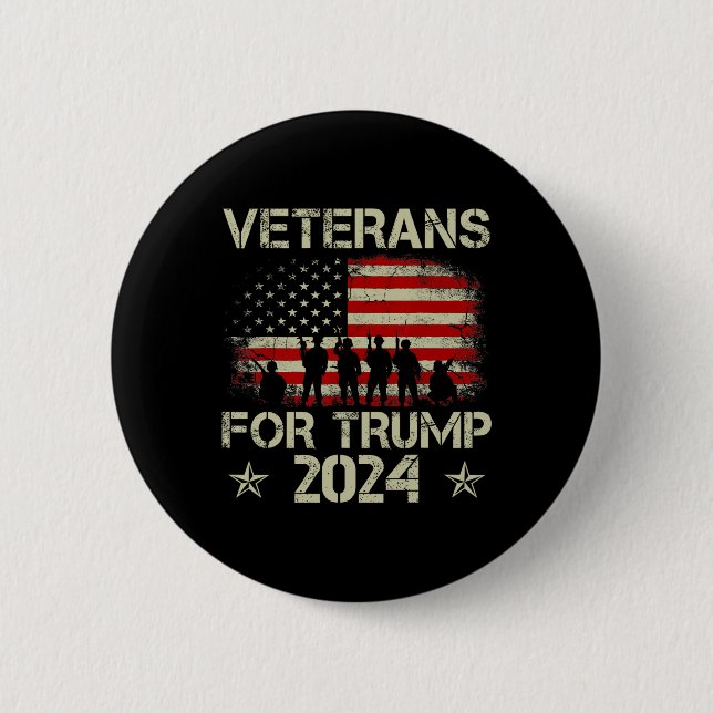 Veterans For Trump 2024 American Flag 4th Of July  6 Cm Round Badge (Front)