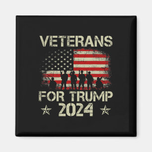 Veterans For Trump 2024 American Flag 4th Of July Magnet