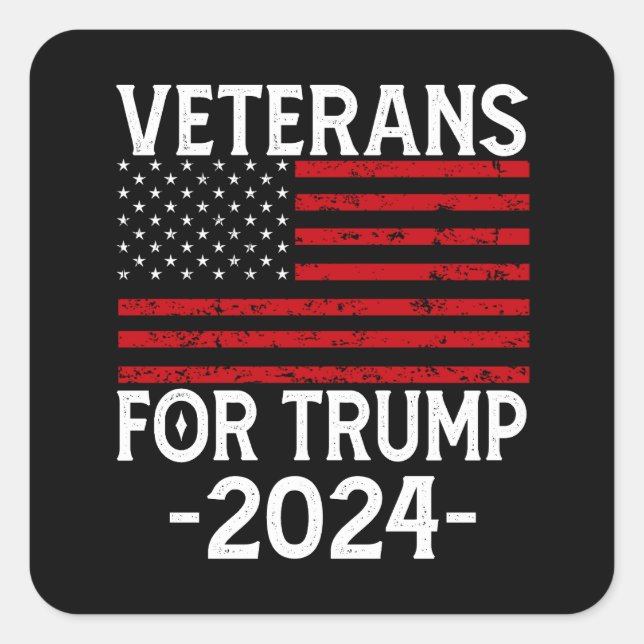 Veterans for Trump 2024 Pro Trump Square Sticker (Front)