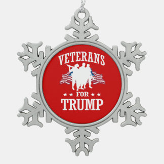 VETERANS FOR TRUMP SNOWFLAKE PEWTER CHRISTMAS ORNAMENT