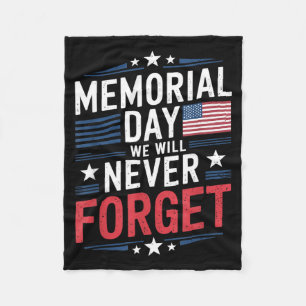 Veterans Patriotic Flag Quote Memorial Day July Fleece Blanket