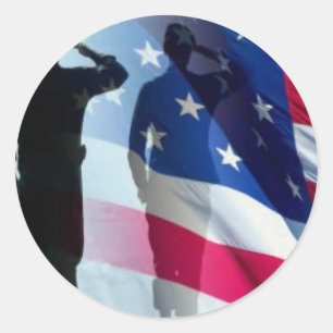 Veterans Salute the Flag Patriotic Classic Round Sticker