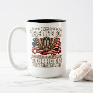 Veteran's Son Never Meet Their Heroes Raised Mine Two-Tone Coffee Mug