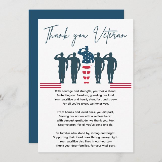 Veterans Thank You | Patriotic Appreciation (Front/Back)