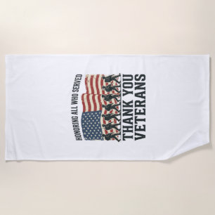 Veterans Thank You Patriotic Military Flag Shirt D Beach Towel
