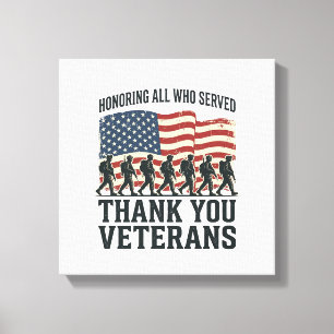 Veterans Thank You Patriotic Military Flag Shirt D Canvas Print