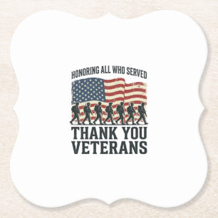 Veterans Thank You Patriotic Military Flag Shirt D Paper Coaster
