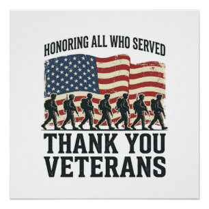Veterans Thank You Patriotic Military Flag Shirt D Poster