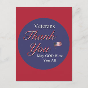 Veterans, Thank You, Postcard