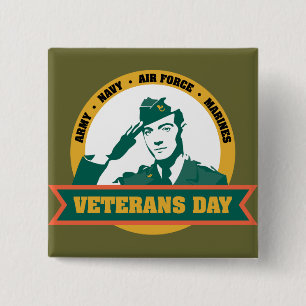 Veterens Day 15 Cm Square Badge