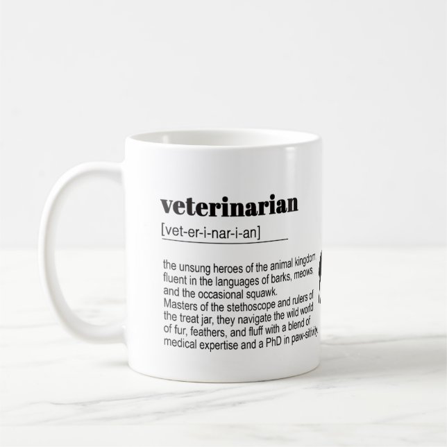 Veterinaria Definition Print, Dictionary, Quote Coffee Mug (Left)
