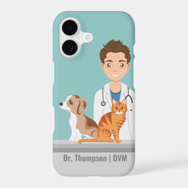 Veterinarian Animal Doctor Vet With Dog And Cat (Back)