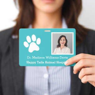 Veterinarian Animal Hospital Employee Photo ID Badge