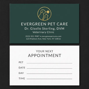 Veterinarian Animal Pet Clinic Appointment Business Card