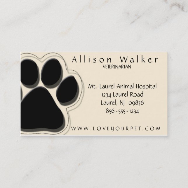 Veterinarian Business Card Black (Front)