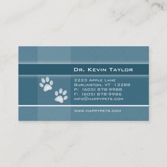 Veterinarian Business Card Denim Blue Paws (Front)