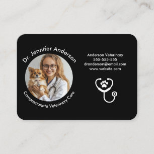 Veterinarian Business Card Elegant Black