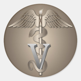 Veterinarian Caduceus Classic Round Sticker