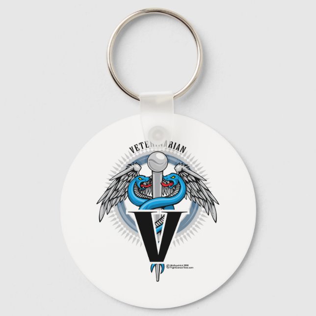 Veterinarian Caduceus Key Ring (Front)