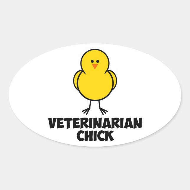 Veterinarian Chick Oval Sticker (Front)