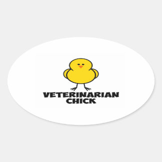 Veterinarian Chick Oval Sticker