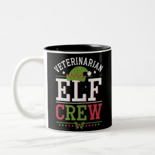 Veterinarian Christmas Elf Veterinary Technician Two-Tone Coffee Mug