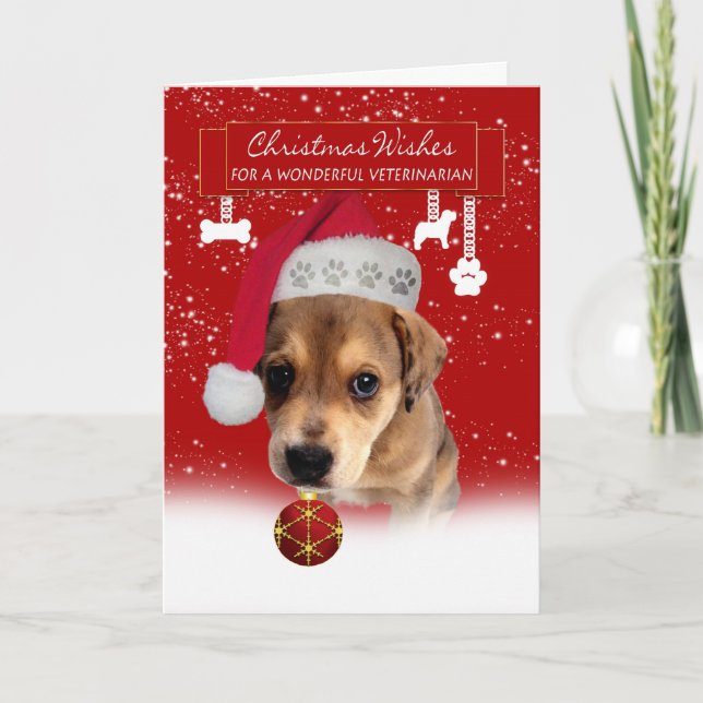 veterinarian christmas wishes greeting card with c (Front)