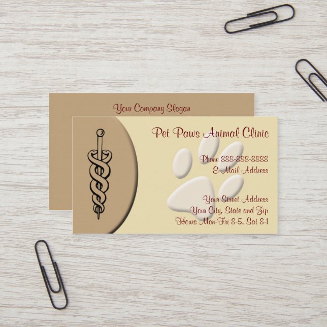 Veterinarian Clinic Animal Hospital Business Card (Front/Back In Situ)