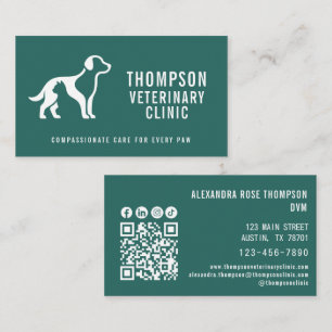 Veterinarian Clinic Vet Pet Qr Code Social Icon Business Card