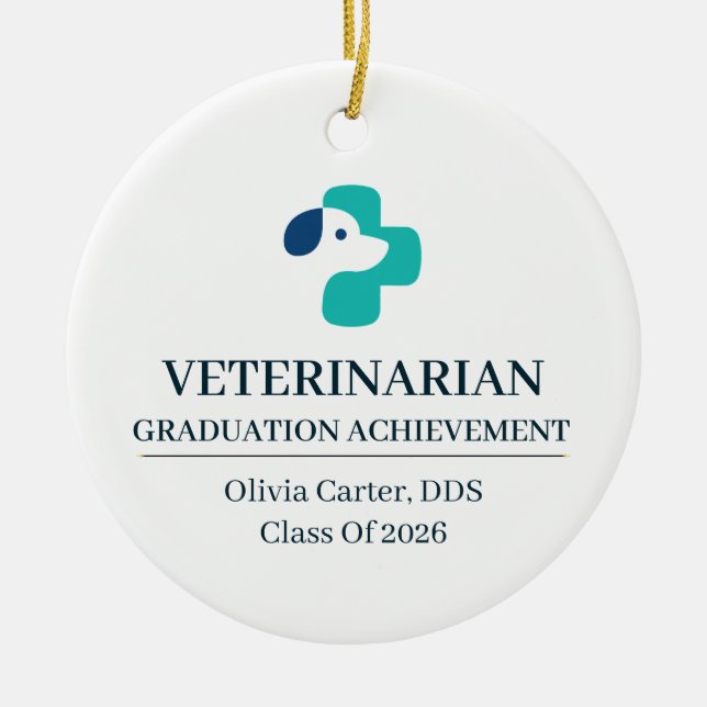 Veterinarian Custom Name Since Year Ceramic Tree Decoration (Front)
