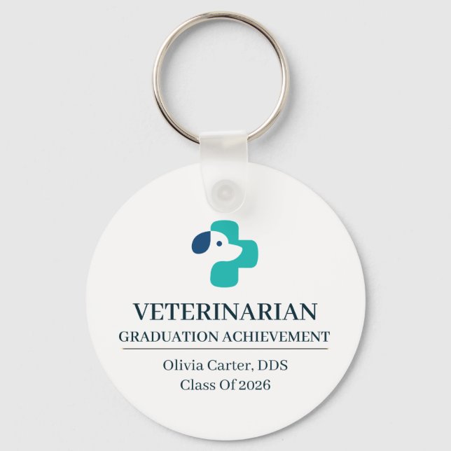 Veterinarian Custom Name Since Year Key Ring (Front)
