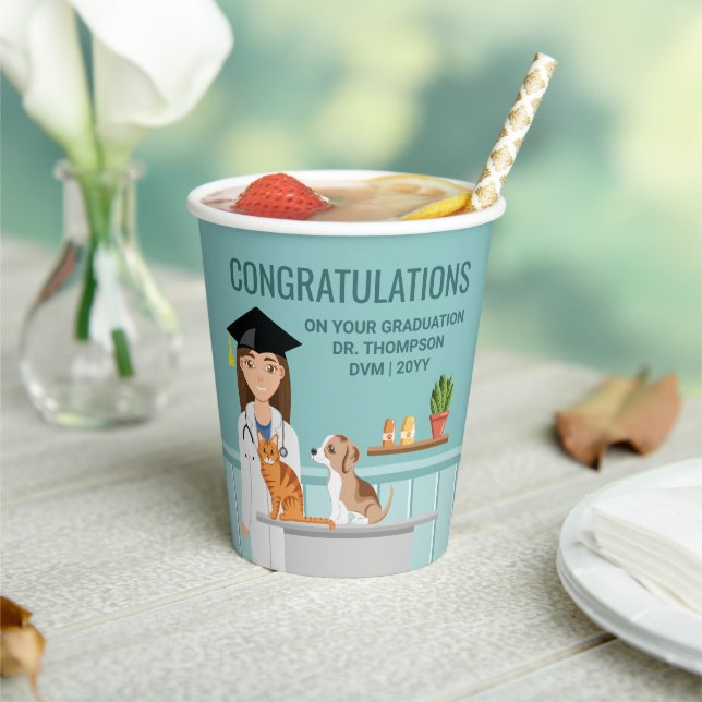 Veterinarian Doctor Graduate Vet DVM Graduation Paper Cups (Insitu)