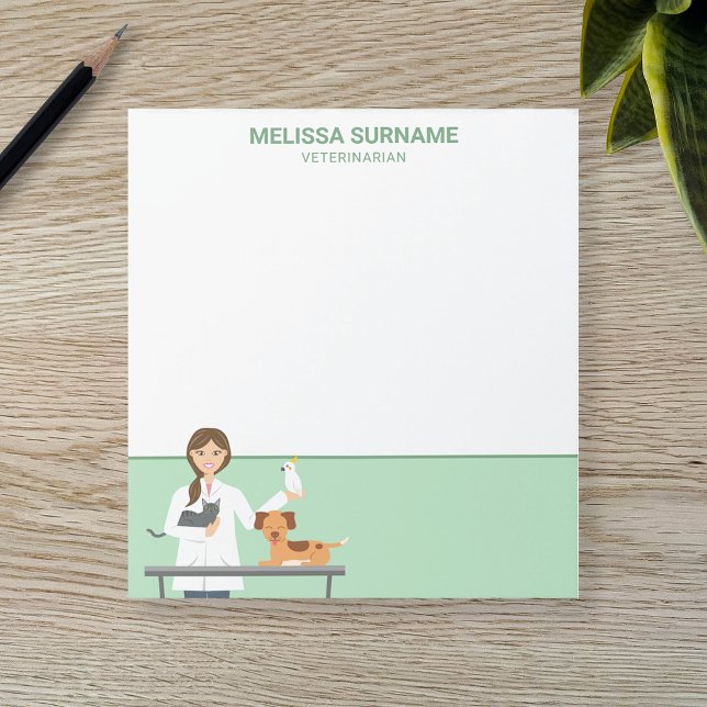 Veterinarian Female With Animals & Custom Text Notepad (Creator Uploaded)