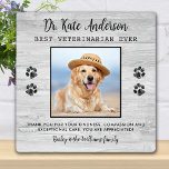 Veterinarian Gift Custom Pet Dog Photo Thank You  Plaque<br><div class="desc">Say 'Thank You' to your wonderful veterinarian with a cute personalised pet photo plaque from the dog! Personalise with the pet's name & favourite photo. This veterinary appreciation gift will be a treasure keepsake. Customise 'Best Veterinarian Ever' for Vet Assistant, Vet Tech or Veterinary Title. COPYRIGHT © 2020 Judy Burrows,...</div>