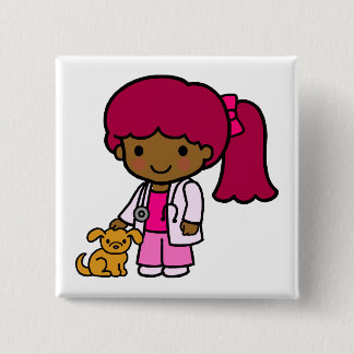 Veterinarian Girl 15 Cm Square Badge