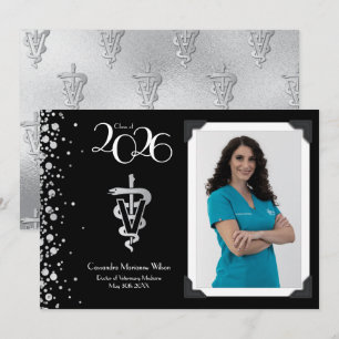 Veterinarian Gold Graduation Announcement Black