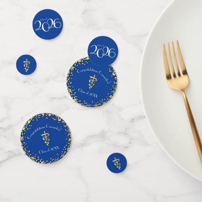 Veterinarian Graduation Blue Gold Confetti (Group)