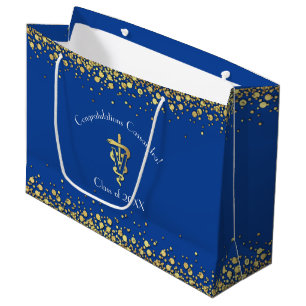 Veterinarian Graduation Blue Gold Large Gift Bag