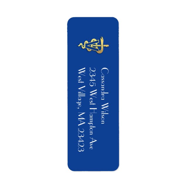 Veterinarian Graduation Blue Gold Return Address (Front)