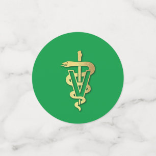 Veterinarian Graduation Green Gold Confetti
