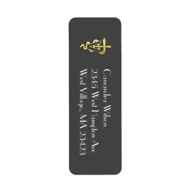 Veterinarian Graduation Grey Gold Return Address (Front)