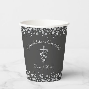 Veterinarian Graduation Grey Silver Paper Cups