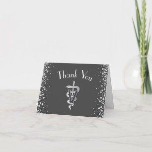 Veterinarian Graduation Grey Silver Thank You Card