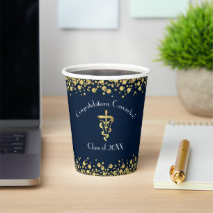 Veterinarian Graduation Navy Blue Gold Paper Cups