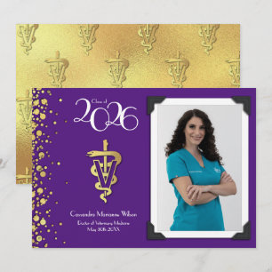 Veterinarian Graduation Purple Gold Announcement 