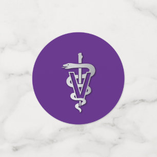 Veterinarian Graduation Purple Silver Confetti
