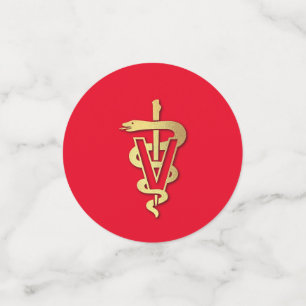 Veterinarian Graduation Red Gold Confetti