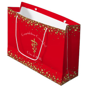 Veterinarian Graduation Red Gold Large Gift Bag