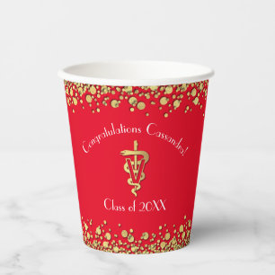 Veterinarian Graduation Red Gold Paper Cups